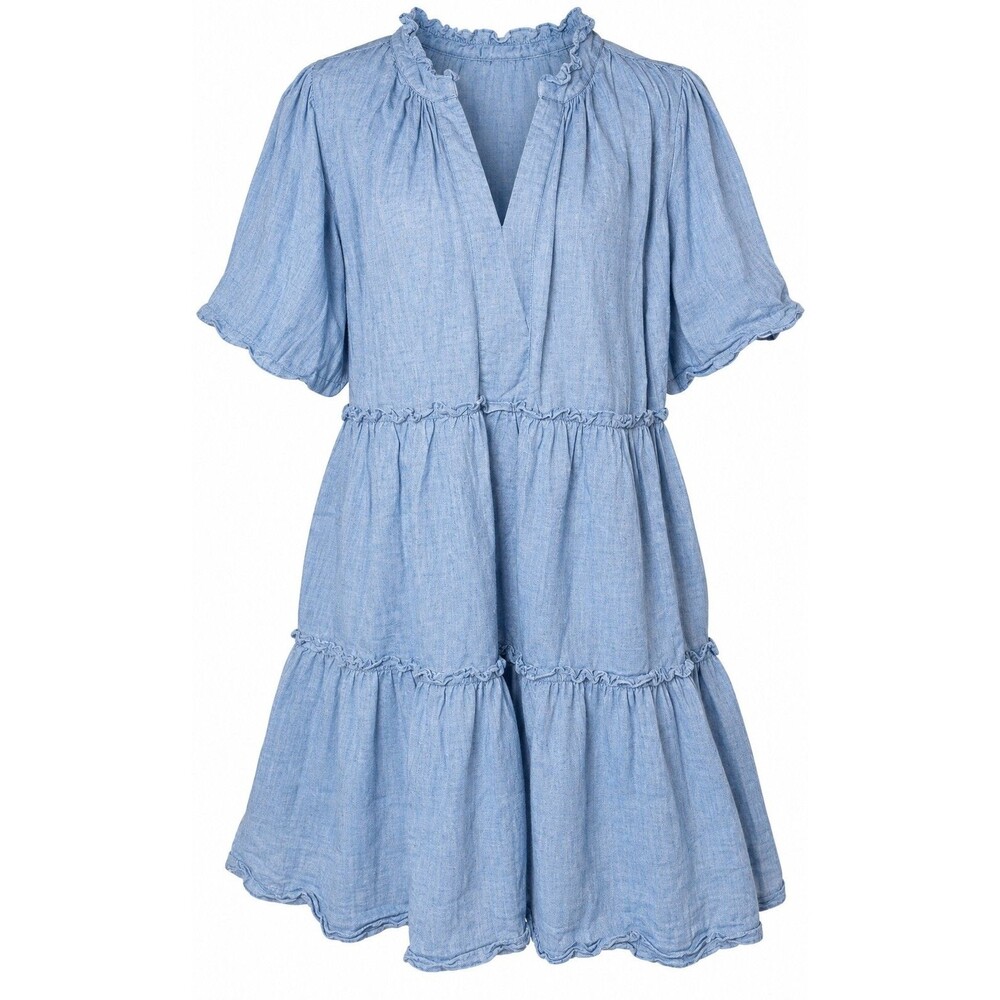 Tuckernuck Light Blue Chambray Tiered Ruffle Mini Dress Tunic XXXL 3X